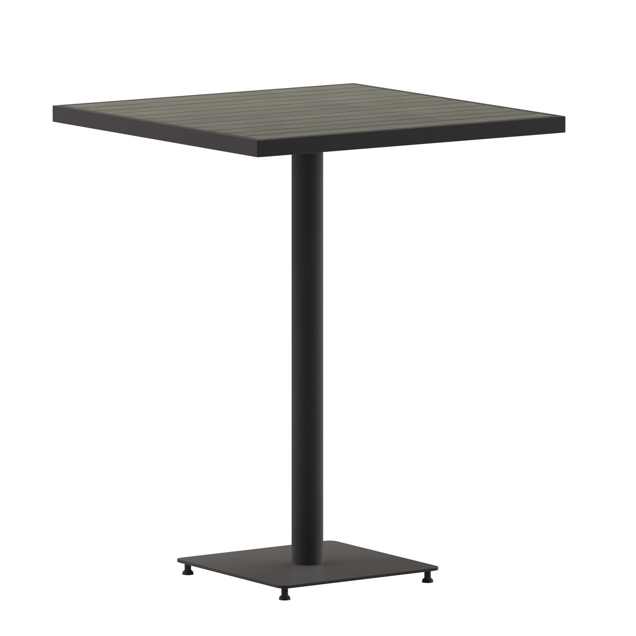 Emma and Oliver Livia Outdoor Bar Height Table with Faux Teak Poly Slats